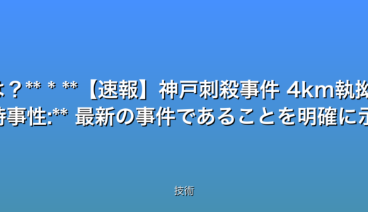 神戸刺殺事件：衝撃！4km尾行
