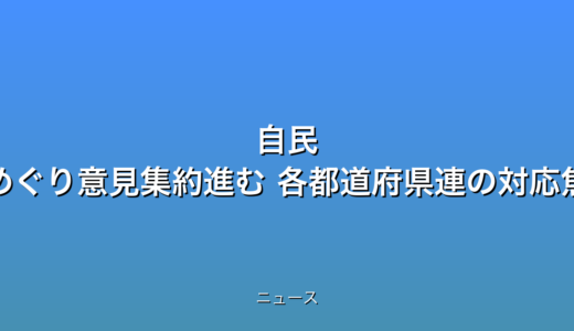自民 臨時総裁選めぐり意見集約進む 各都道府県連の対応焦点にの話題