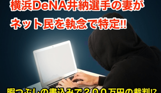 【横浜DeNA井納選手の妻がネット民を執念で特定】暇つぶしの書込みで２００万円の裁判⁉︎